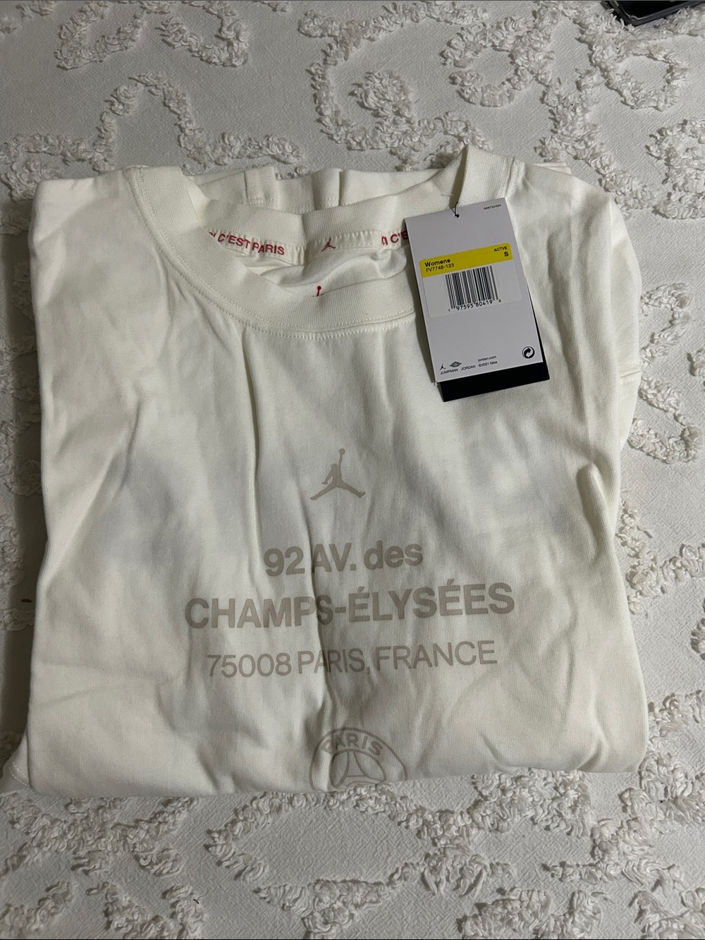 Jordan Cream Graphic Champs-Élysées Short Sleeve Tee
